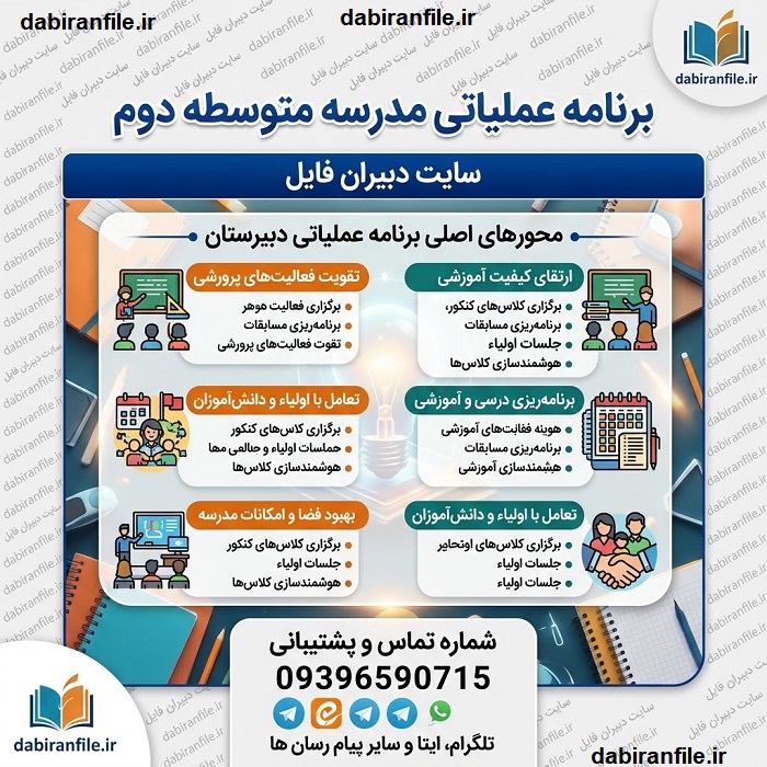 دانلود برنامه عملیاتی مدیران مدارس متوسطه دوم Word قابل ویرایش