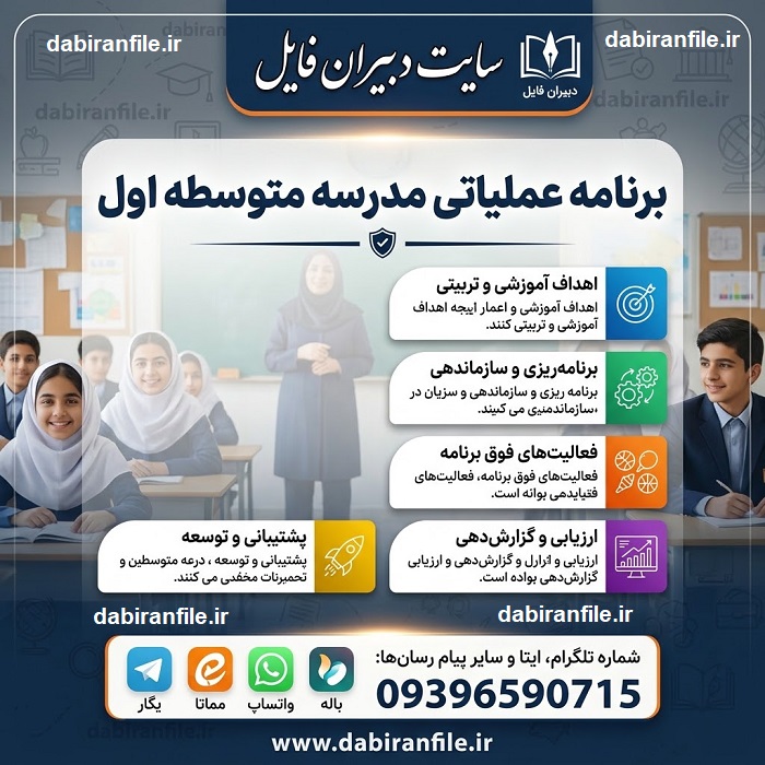 برنامه عملیاتی مدیران مدارس متوسطه اول ۱۴۰۵ ۱۴۰۶