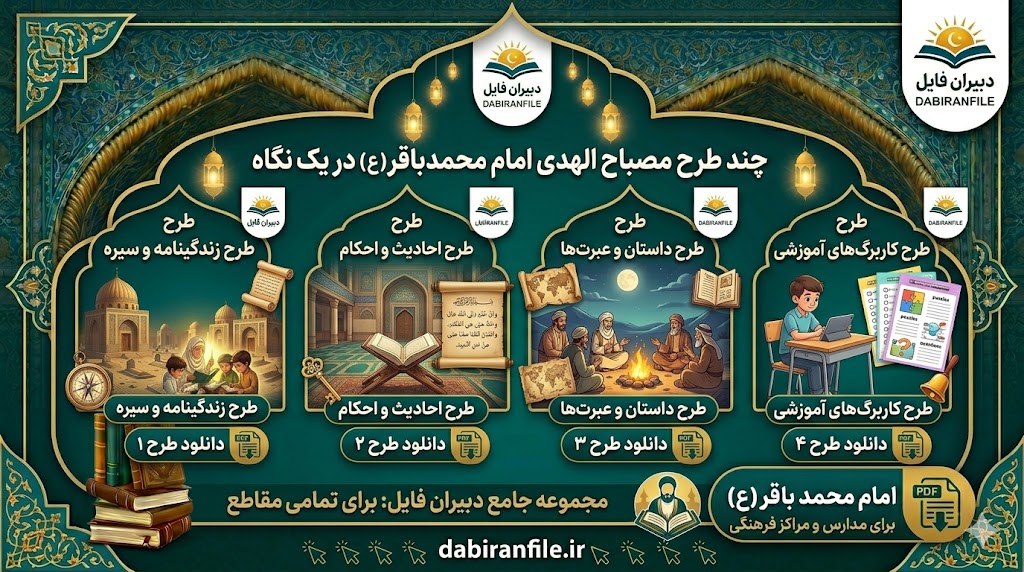 پکیج کامل دانلود طرح مصباح الهدی امام محمد باقر (ع) ویژه مدارس شامل فایل ورد و بنر لایه باز