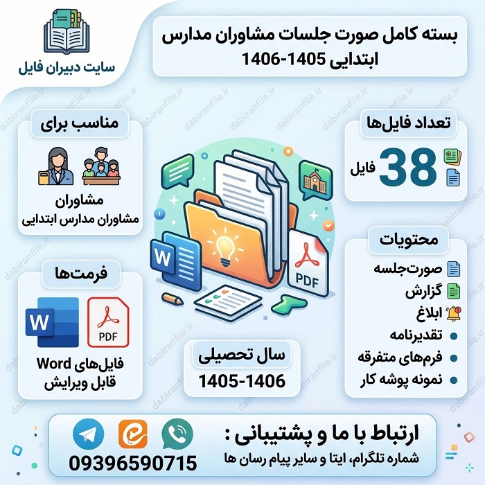 بسته صورت جلسات مشاوران مدارس ابتدایی 1405-1406